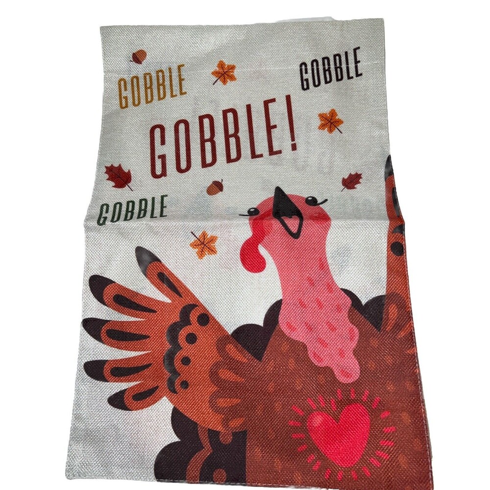 Gobble Thanksgiving Fall Garden Flag Double-Sided Decorative Yard Flag 12“×18”